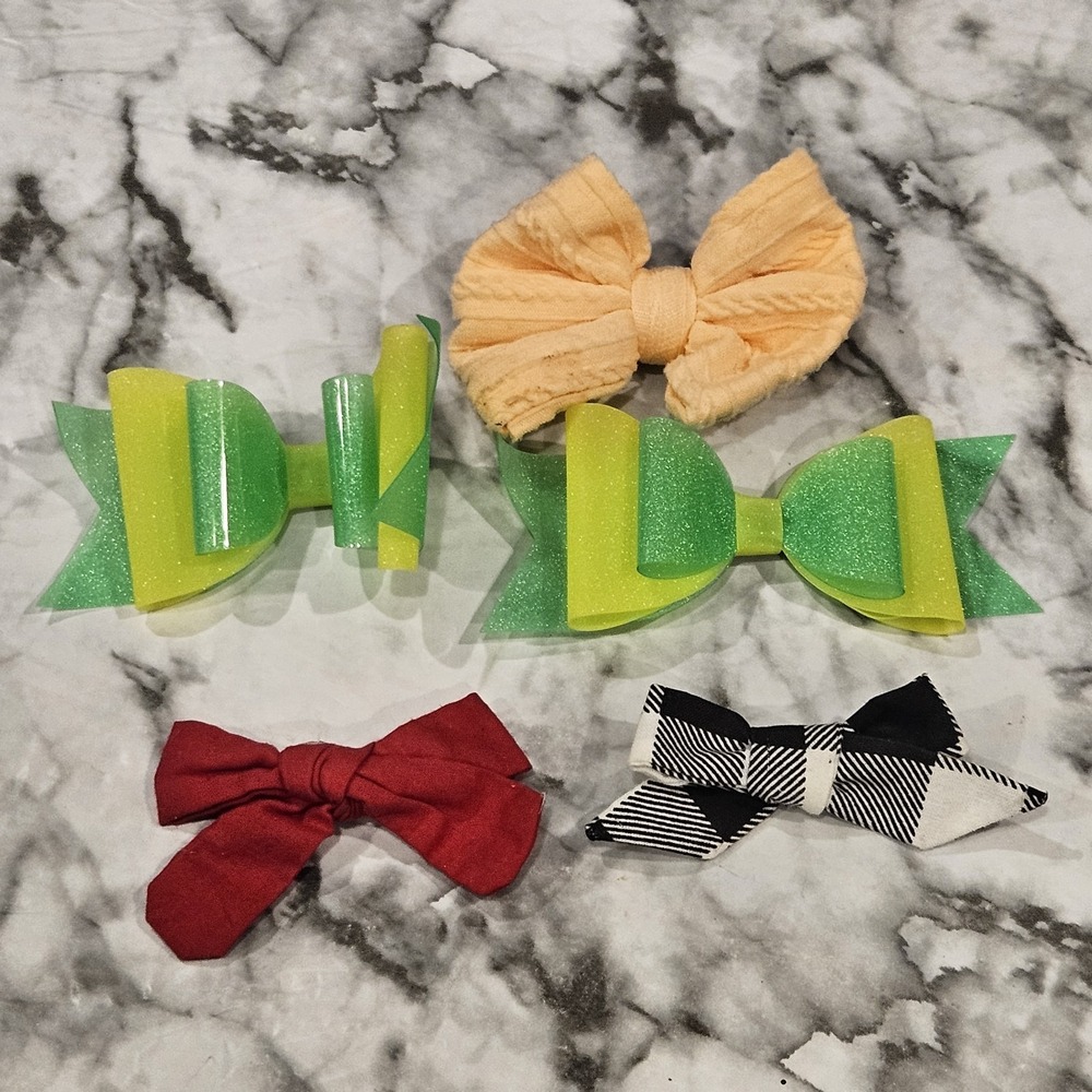Girls Bow Hair Clip Bundle Lot‎ – Mixed Materials – Alligator Clips